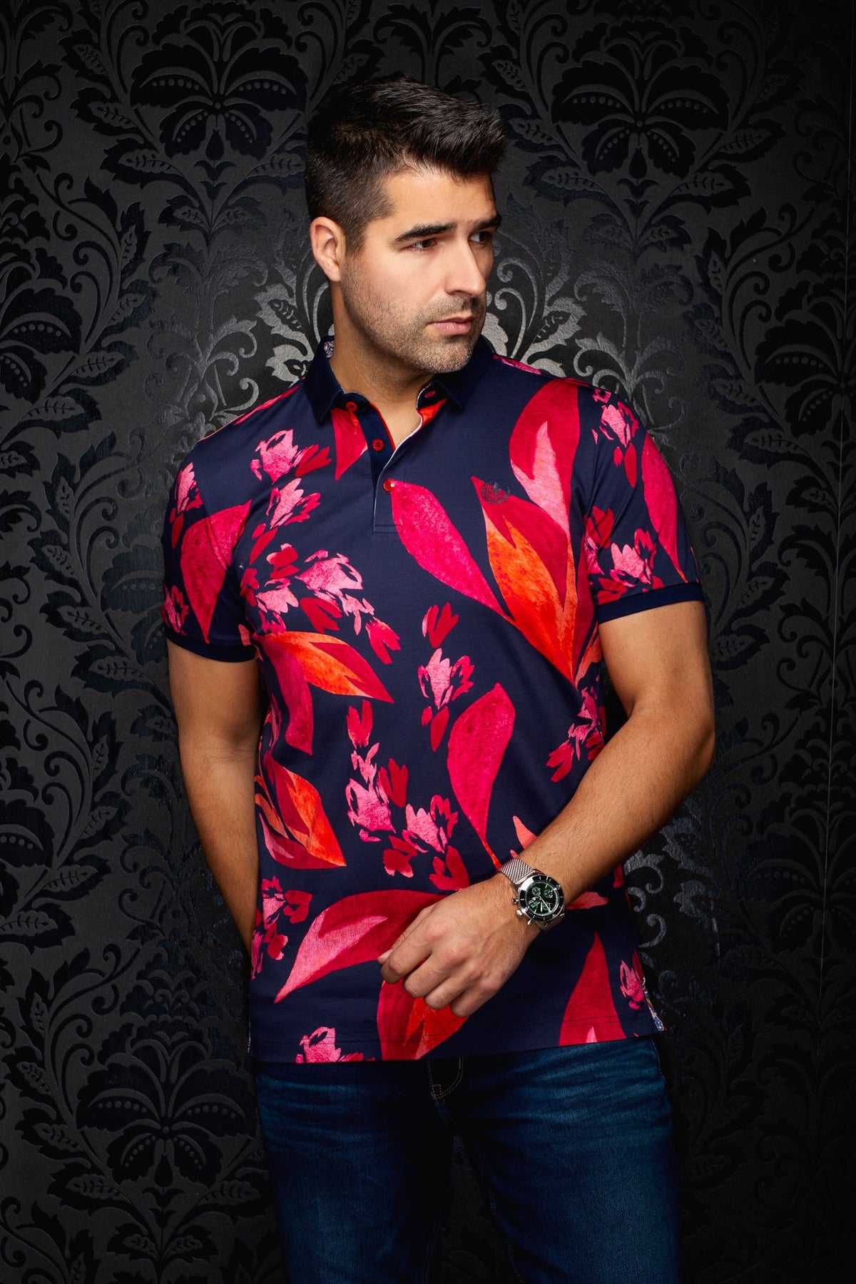 Polo pour homme par Au Noir | GLEN Marine Rouge | Machemise.ca, inventaire complet de la marque Au Noir