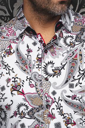 Chemise manches longues en Knit extensible pour homme par Au Noir | HAINAN Blanc Multi | Machemise.ca, inventaire complet de la marque Au Noir