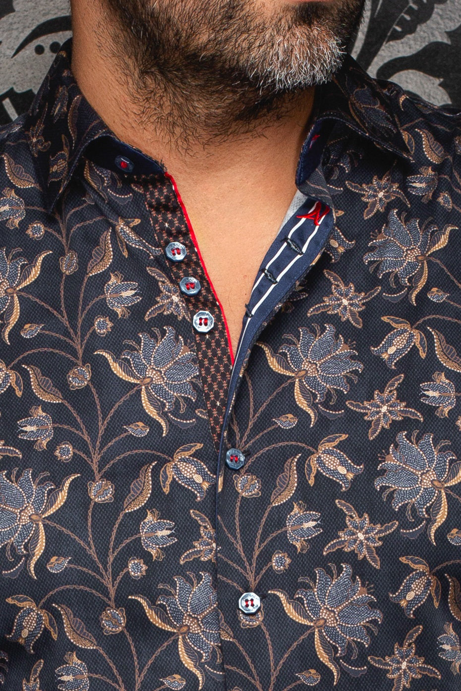 Long sleeve shirt for men by Au Noir | HARRINGTON Midnight | Menshirt, complete inventory of the Au Noir brand