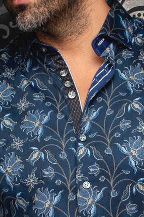Long sleeve shirt for men by Au Noir | HARRINGTON Navy | Menshirt, complete inventory of the Au Noir brand