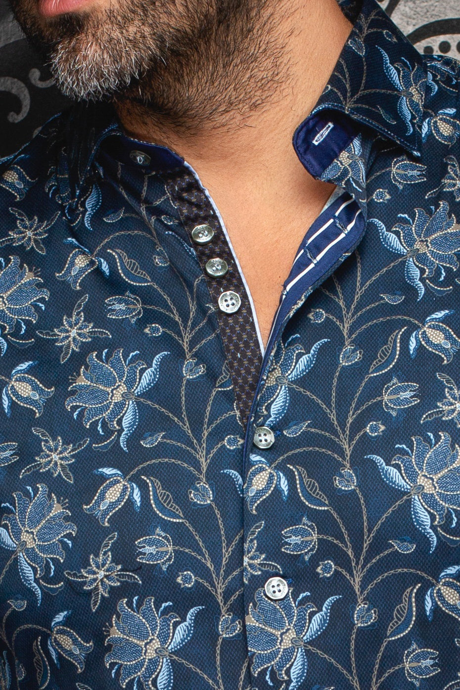 Long sleeve shirt for men by Au Noir | HARRINGTON Navy | Menshirt, complete inventory of the Au Noir brand