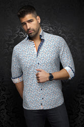 Knit long sleeve shirt for men by Au Noir | HAYLO Turquoise | Menshirt, complete inventory of the Au Noir brand