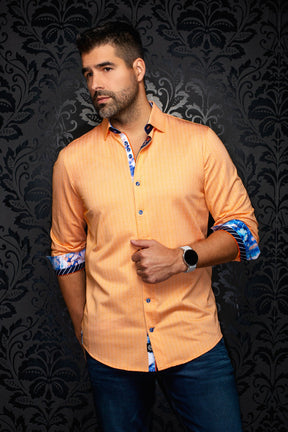 Chemise manches longues en Knit extensible pour homme par Au Noir | IRONBARK Orange | Machemise.ca, inventaire complet de la marque Au Noir