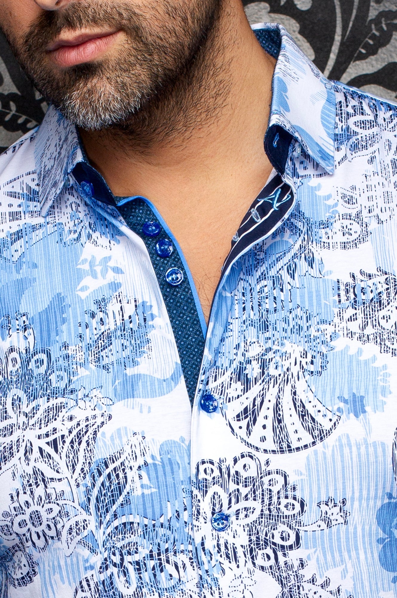 Chemise manches longues en Knit extensible pour homme par Au Noir | KALIMANTAN Bleu Pâle | Machemise.ca, inventaire complet de la marque Au Noir