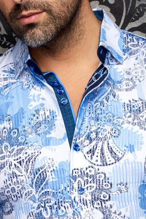 Chemise manches longues en Knit extensible pour homme par Au Noir | KALIMANTAN Bleu Pâle | Machemise.ca, inventaire complet de la marque Au Noir
