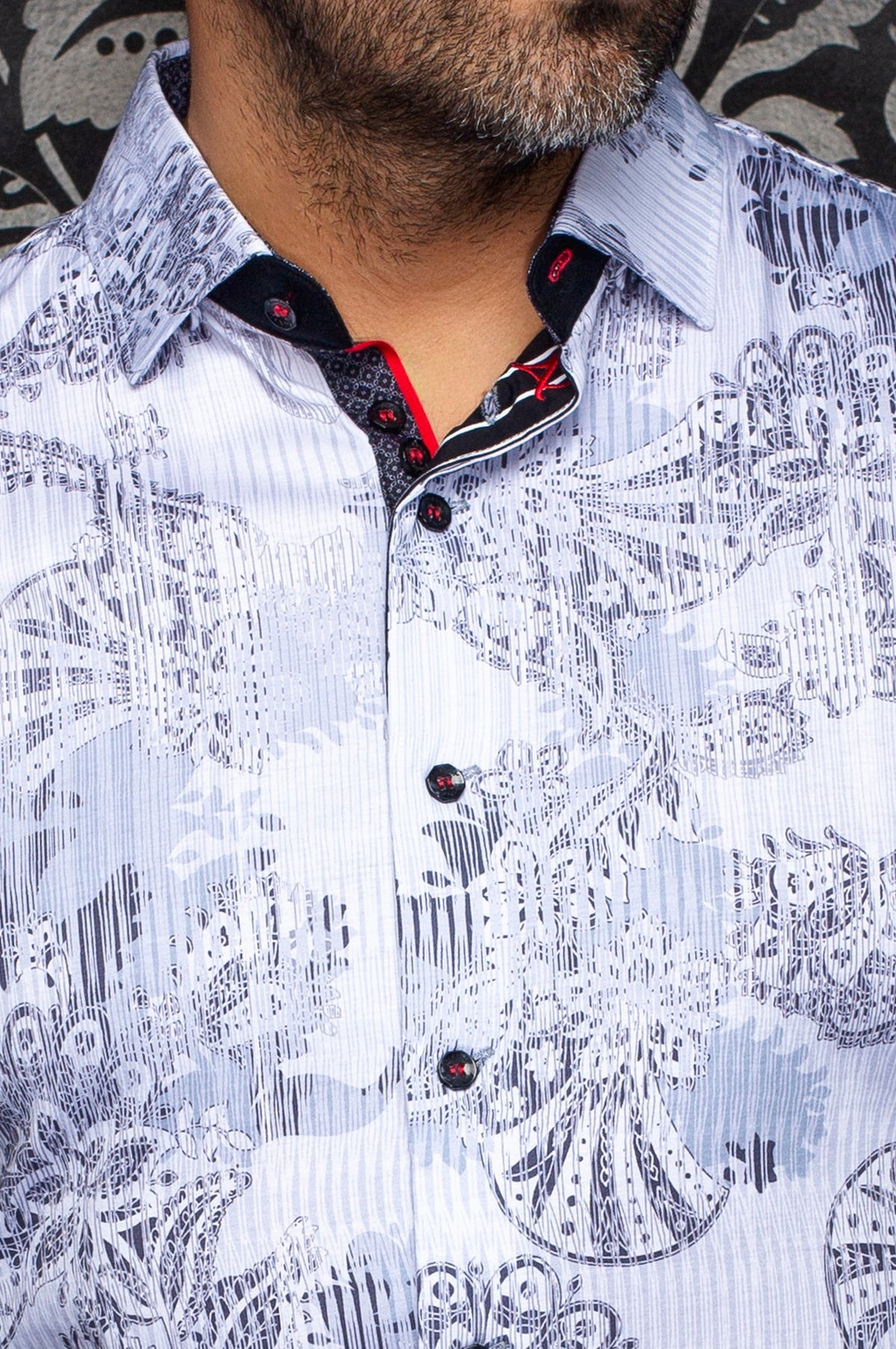 Chemise manches longues en Knit extensible pour homme par Au Noir | KALIMANTAN Blanc Gris | Machemise.ca, inventaire complet de la marque Au Noir