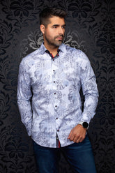 Chemise manches longues en Knit extensible pour homme par Au Noir | KALIMANTAN Blanc Gris | Machemise.ca, inventaire complet de la marque Au Noir