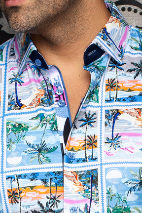 Chemise manches courtes en Knit extensible pour homme par Au Noir | KANAHA (SS) Bleu Pâle | Machemise.ca, inventaire complet de la marque Au Noir