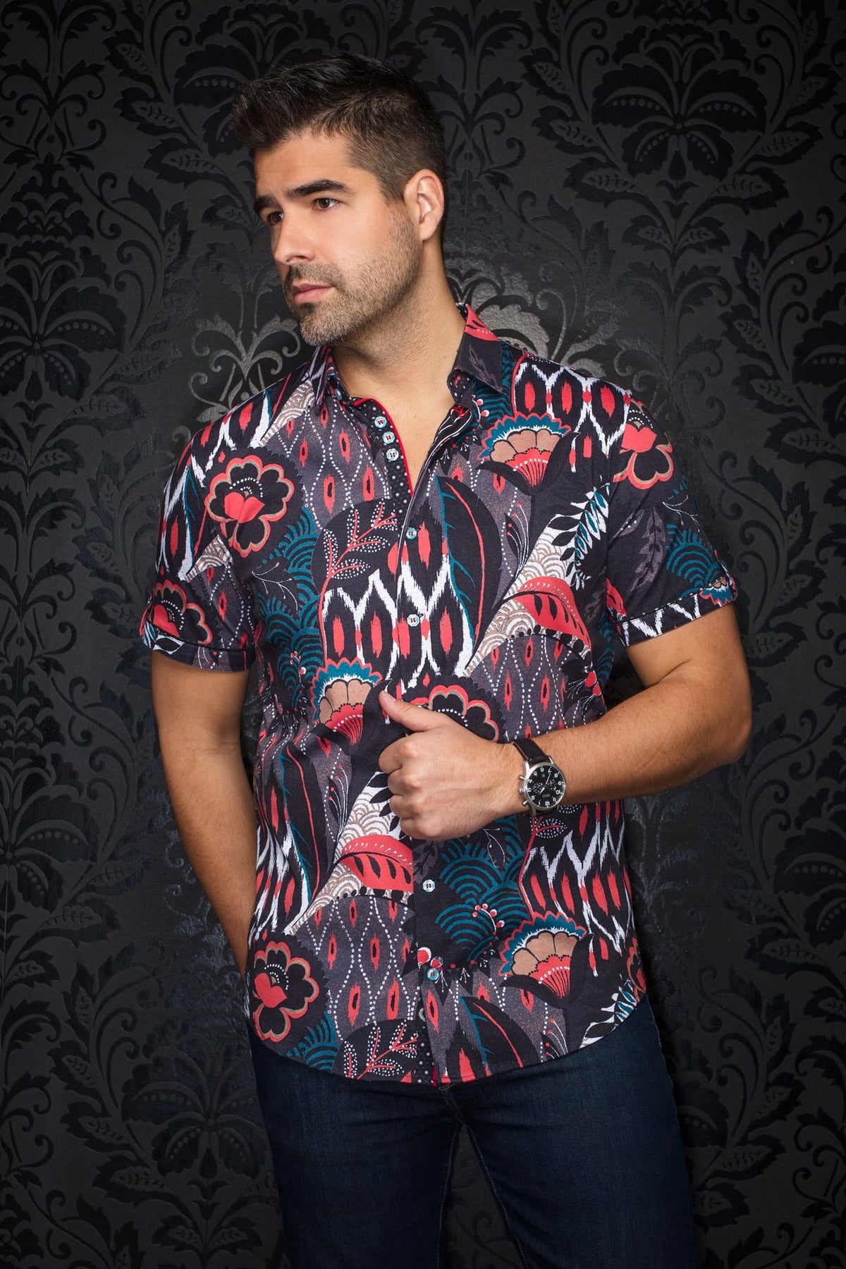 Chemise manches courtes en Knit pour homme par Au Noir | KYLE(SS) Noir | Machemise.ca, inventaire complet de la marque Au Noir