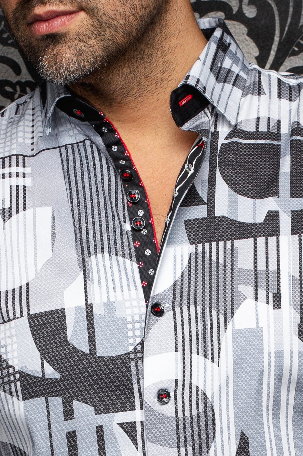 Stretch cotton long sleeve shirt for men by Au Noir | LAJEDO Grey | Menshirt.com, complete inventory of the Au Noir brand