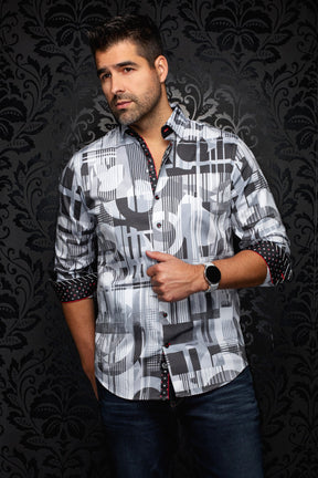Stretch cotton long sleeve shirt for men by Au Noir | LAJEDO Grey | Menshirt.com, complete inventory of the Au Noir brand