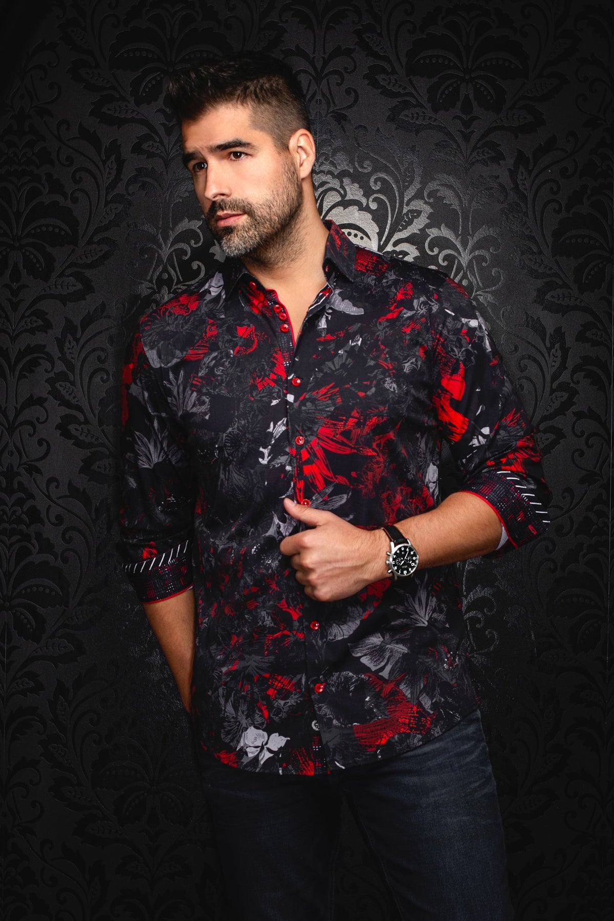 Chemise manches longues en Knit pour homme par Au Noir | LANNISTER Noir | Machemise.ca, inventaire complet de la marque Au Noir