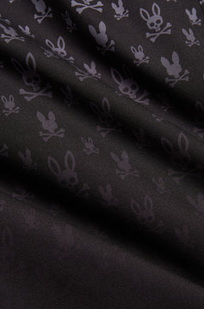 Psycho Bunny men's black swim shorts, detail view
