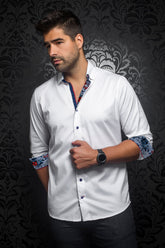 Long sleeve shirt for men by Au Noir | MC QUEEN White Blue | Menshirt.com, complete inventory of the Au Noir brand