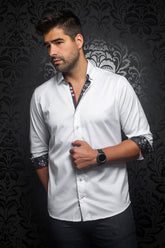 Long sleeve shirt for men by Au Noir | MC QUEEN White Black | Menshirt.com, complete inventory of the Au Noir brand