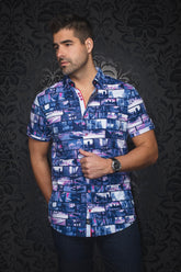 Chemise manches courtes en Knit pour homme par Au Noir | MEDFORD(SS) Marine | Machemise.ca, inventaire complet de la marque Au Noir