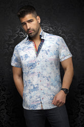 Knit short sleeve shirt for men by Au Noir | MELILLA(SS) Rose Multi | Menshirt.com, complete inventory of the Au Noir brand