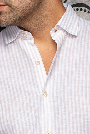 Chemise manches longues en lin pour homme par Au Noir | MENDELSOHN Beige | Machemise.ca, inventaire complet de la marque Au Noir