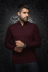 Merino wool 1/4 zip Long sleeve T-Shirt for men by Au Noir | MESTA_QZ Burgundy | Menshirt, complete inventory of the Au Noir brand