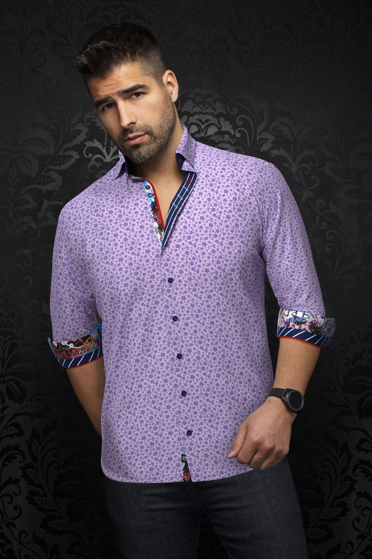 Chemise manches longues pour homme par Au Noir | MINORI Lavande | Machemise.ca, inventaire complet de la marque Au Noir