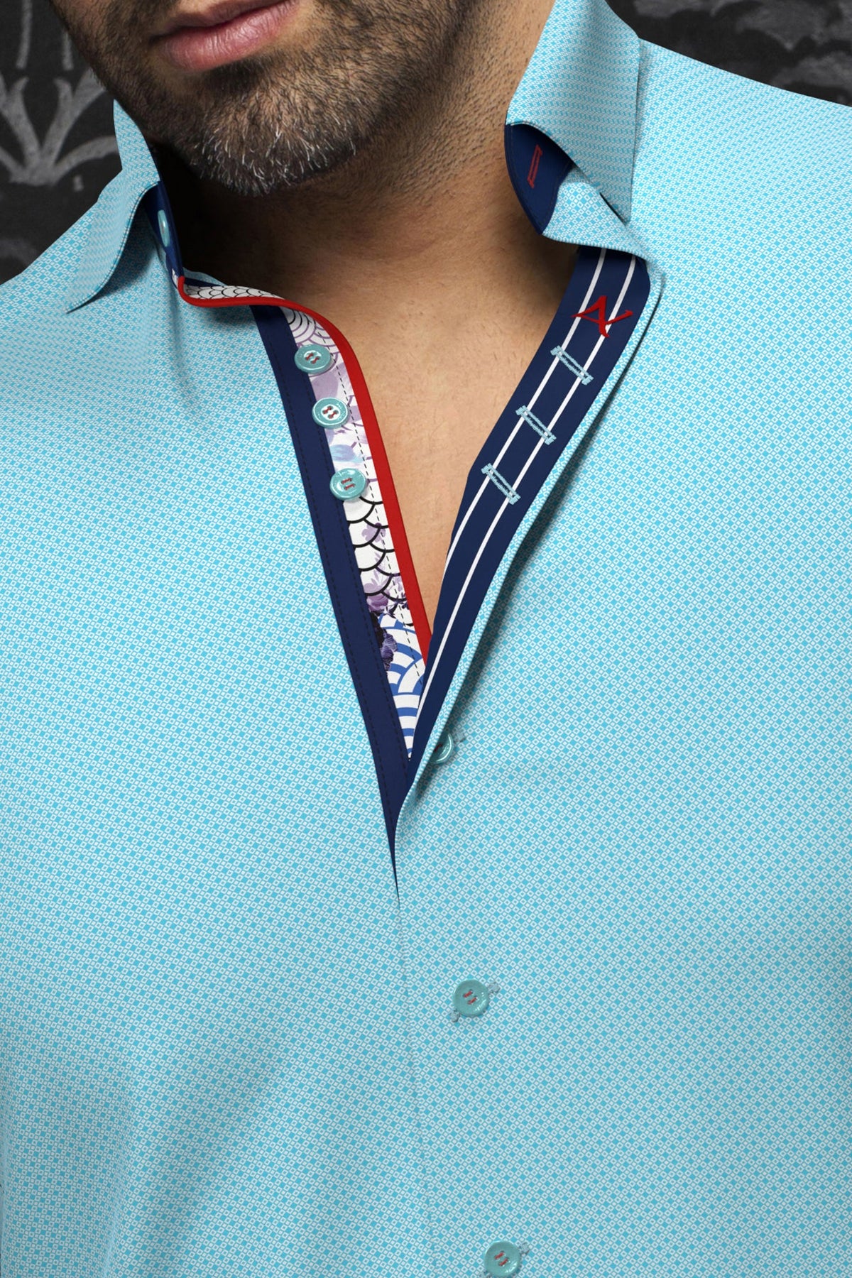 Knit long sleeve shirt for men by Au Noir | MIRON Dark Turquoise | Menshirt.com, complete inventory of the Au Noir brand