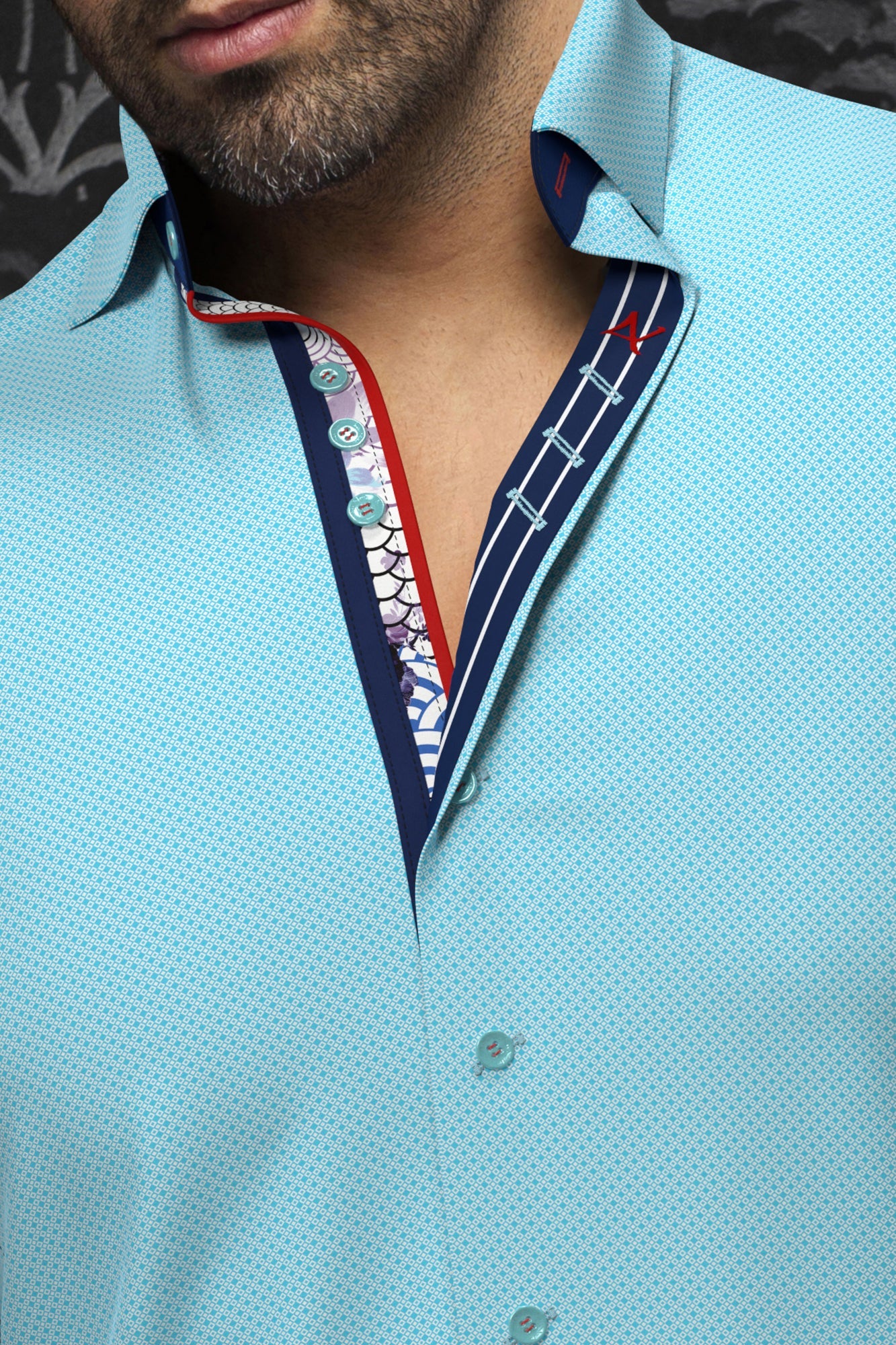 Knit long sleeve shirt for men by Au Noir | MIRON Dark Turquoise | Menshirt.com, complete inventory of the Au Noir brand