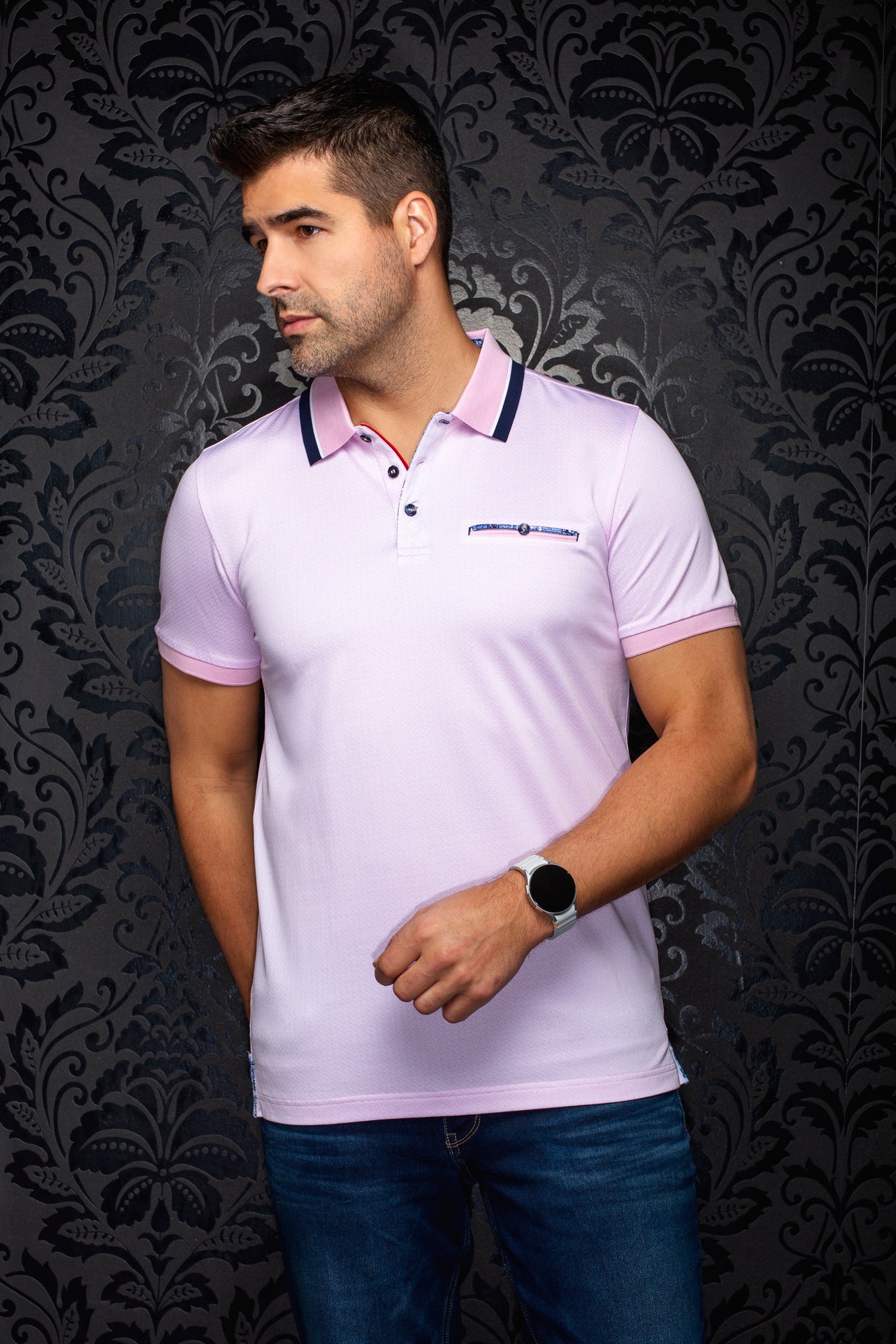 Polo pour homme par Au Noir | MOJAVE Rose Pâle | Machemise.ca, inventaire complet de la marque Au Noir