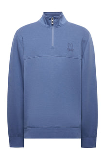 Chandail avec zip 3/4 pour homme par Psycho Bunny | MT0500109 Gris Bleu | Machemise.ca, vêtements mode pour hommes