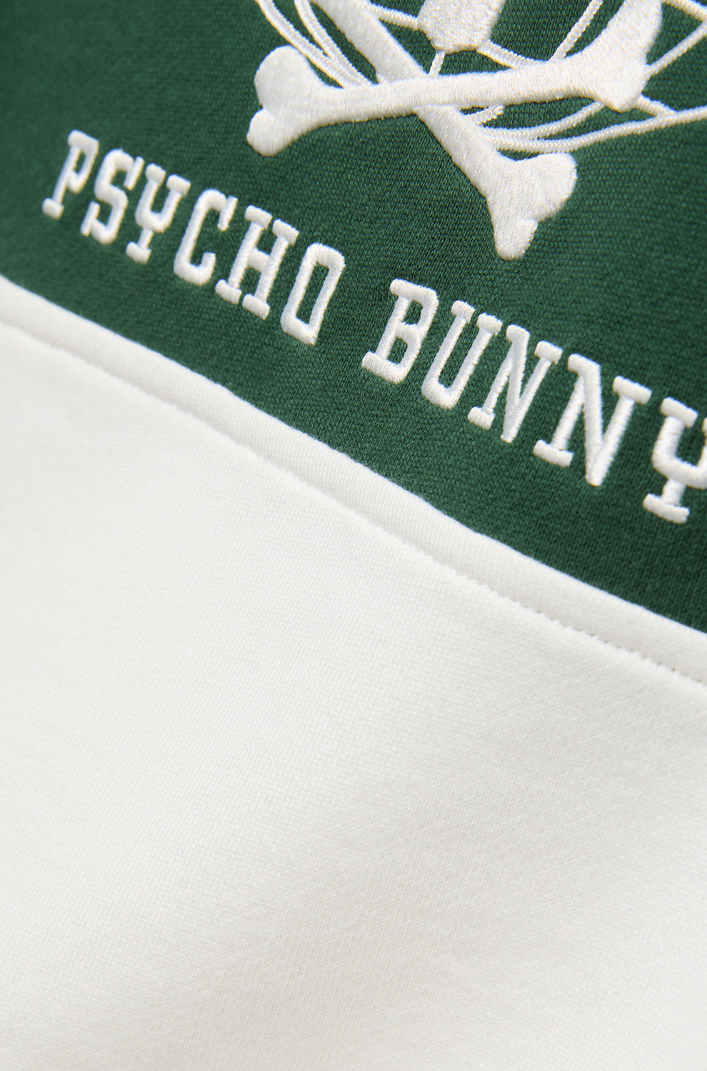 Psycho Bunny men's white sweatshirt, detail view