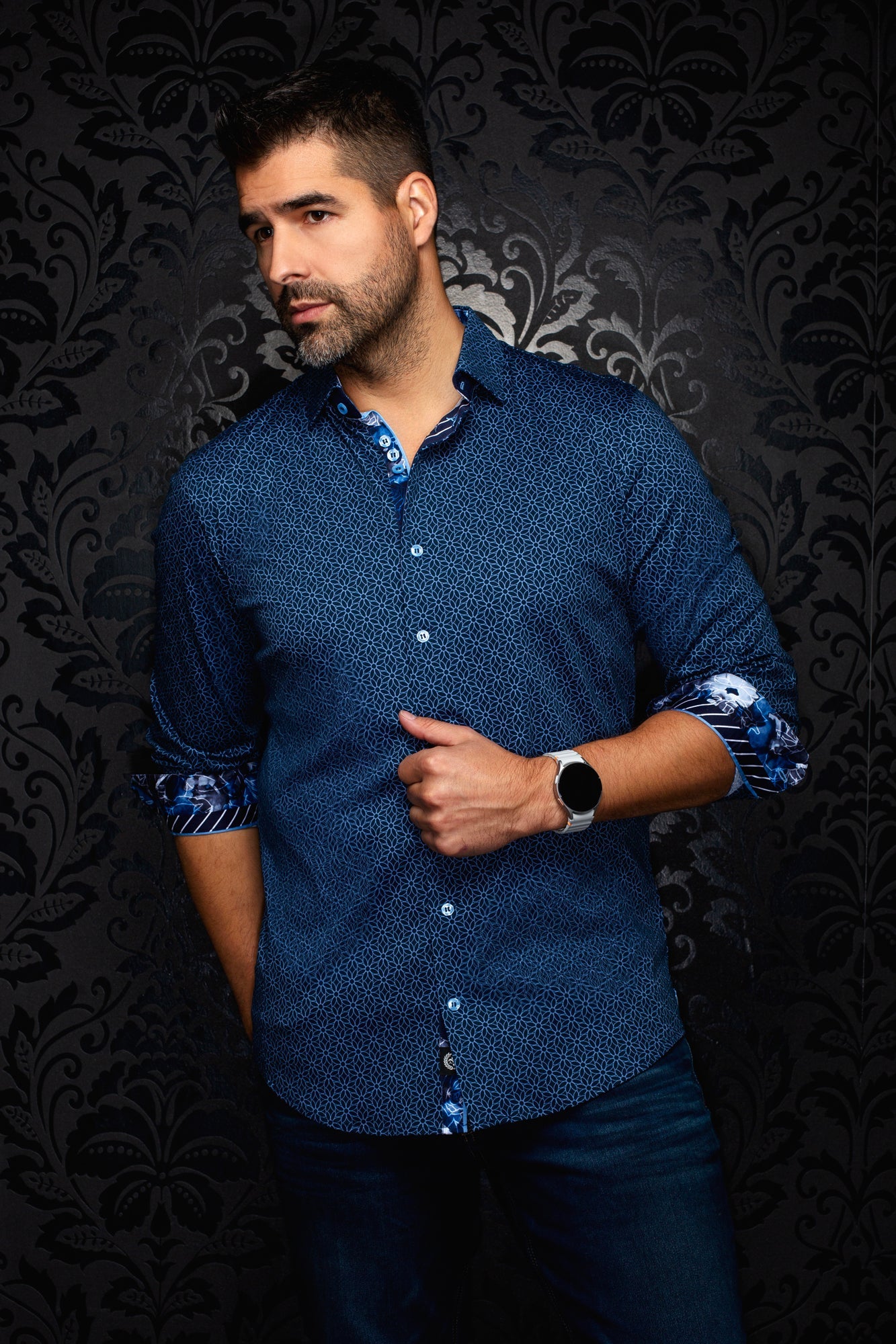 Chemise manches longues en Knit extensible pour homme par Au Noir | NELUMBO Marine | Machemise.ca, inventaire complet de la marque Au Noir