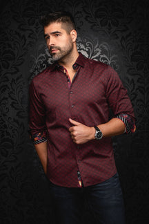Knit long sleeve shirt for men by Au Noir | NELUMBO Red | Menshirt, complete inventory of the Au Noir brand