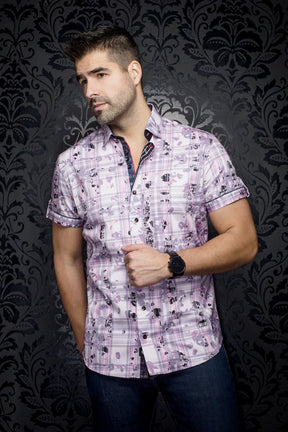 Short sleeve shirt for men by Au Noir | NORIYO(SS) Pink | Menshirt, complete inventory of the Au Noir brand