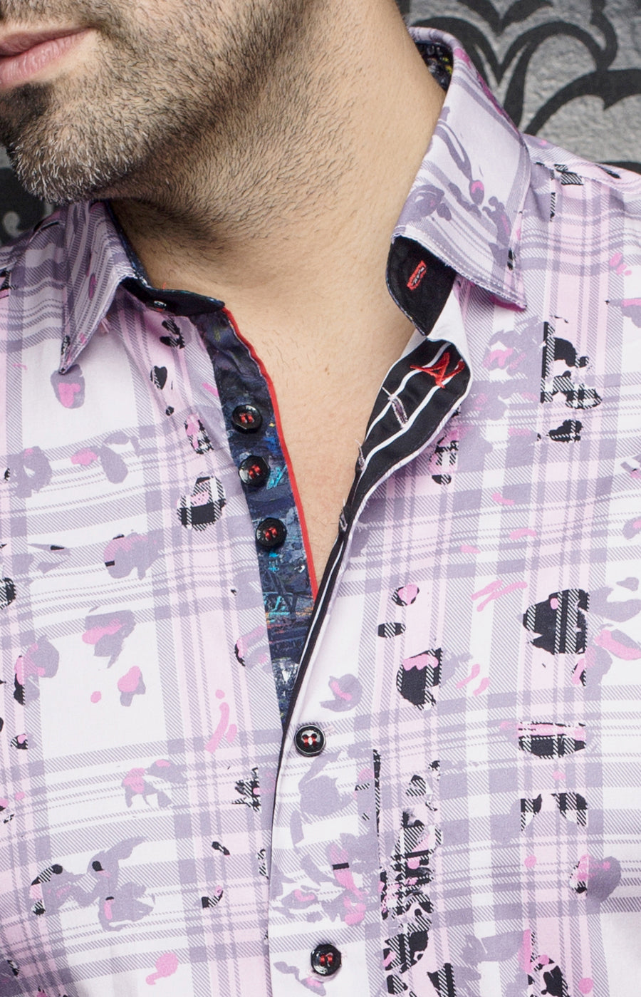 Short sleeve shirt for men by Au Noir | NORIYO(SS) Pink | Menshirt, complete inventory of the Au Noir brand