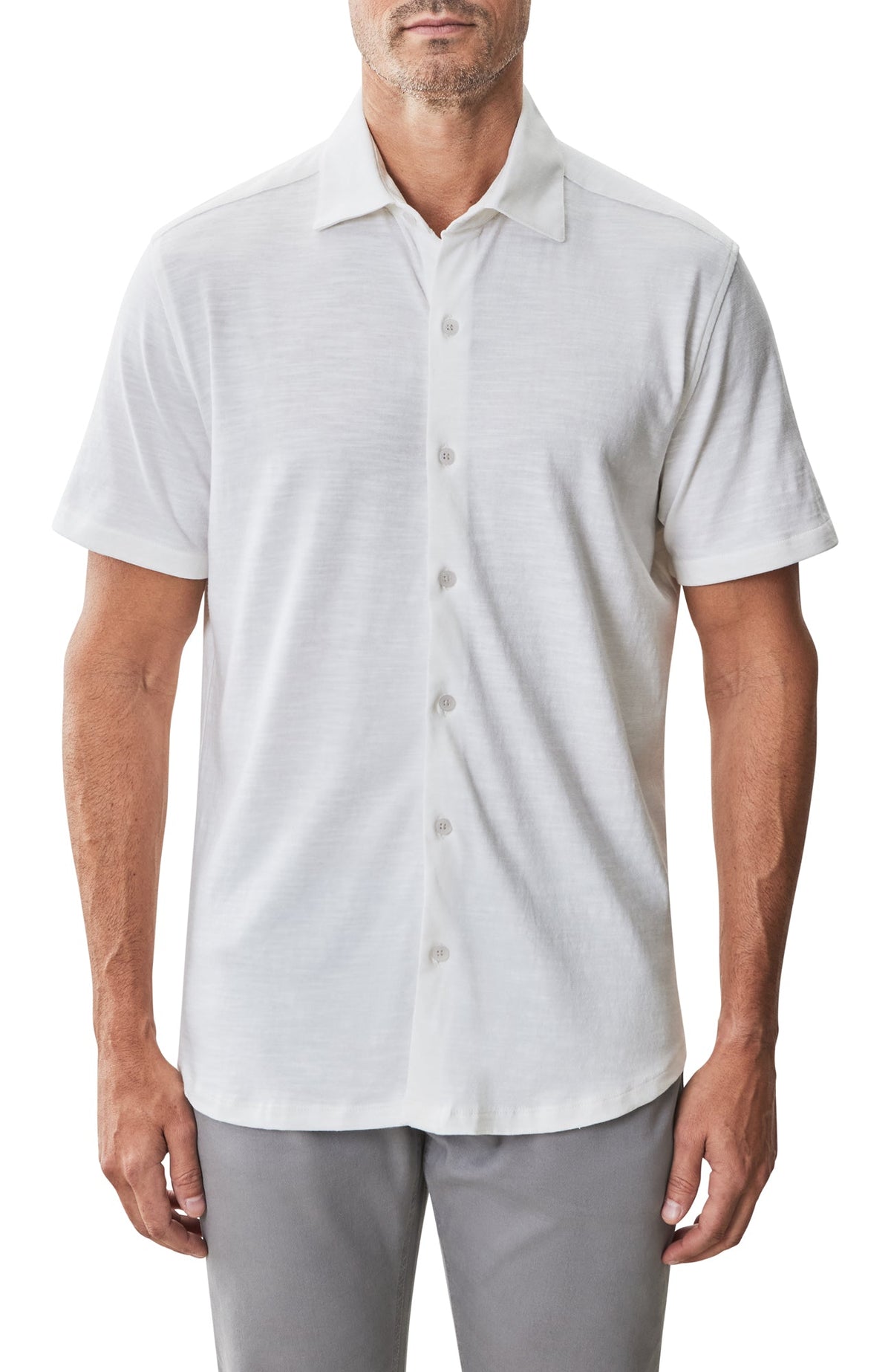 Chemise en tricot à manches courtes pour homme par Robert Barakett | RB51502 Kimberton Blanc | Machemise.ca, vêtements mode pour hommes
