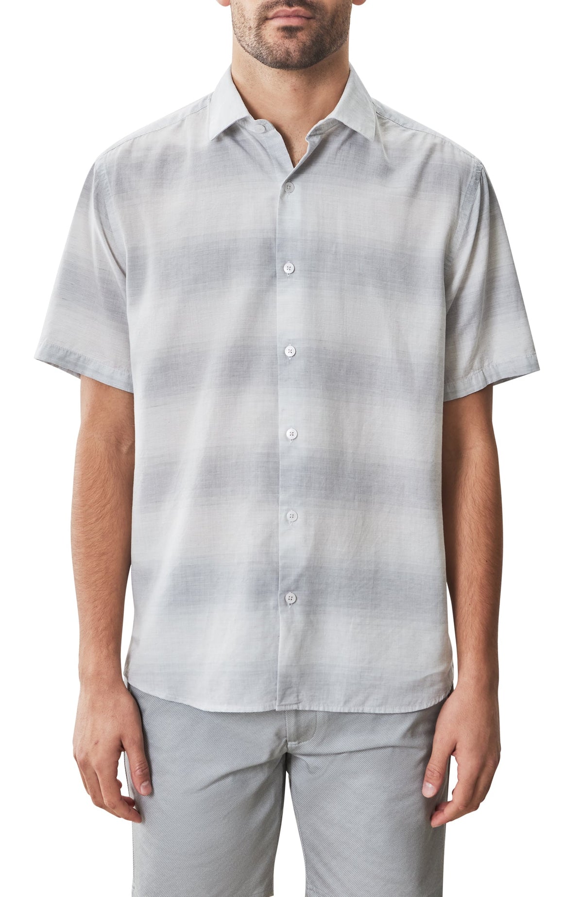 Chemise tissée à manches courtes pour homme par Robert Barakett | RB51517 Lasalle Gris Clair | Machemise.ca, vêtements mode pour hommes