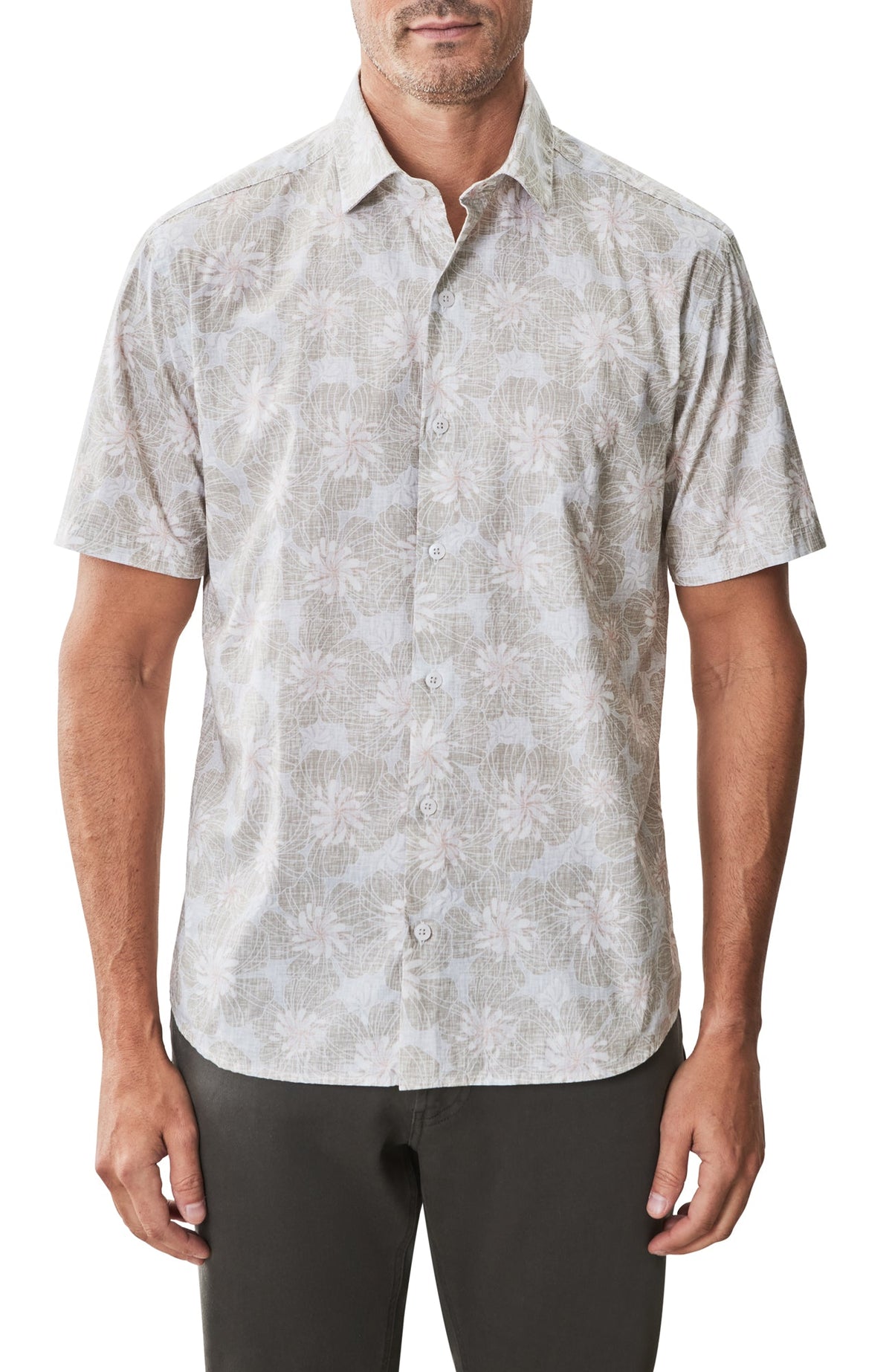 Chemise tissée à manches courtes pour homme par Robert Barakett | RB51519 Aspen Beige | Machemise.ca, vêtements mode pour hommes