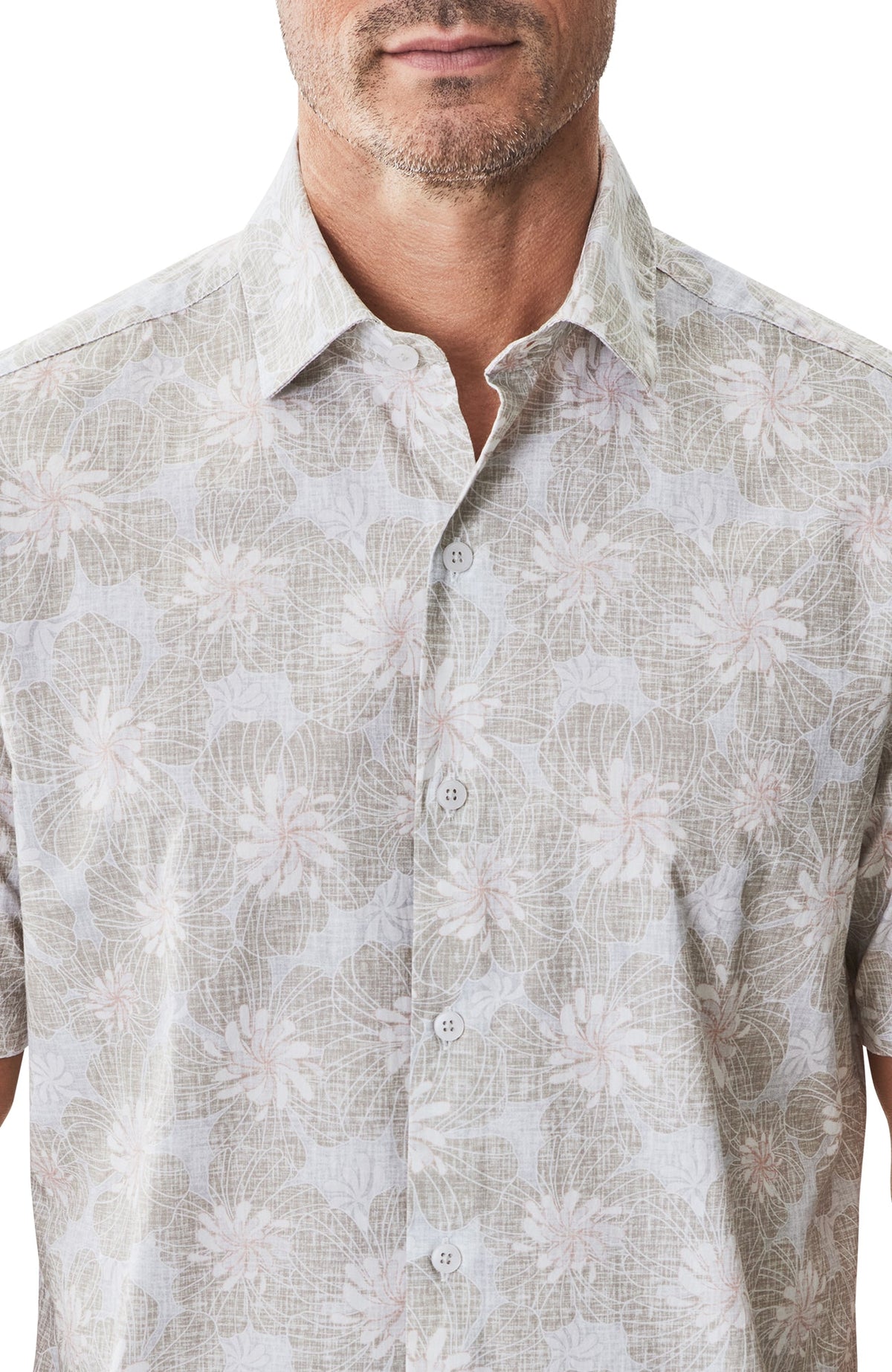 Chemise tissée à manches courtes pour homme par Robert Barakett | RB51519 Aspen Beige | Machemise.ca, vêtements mode pour hommes