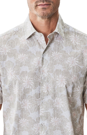 Chemise tissée à manches courtes pour homme par Robert Barakett | RB51519 Aspen Beige | Machemise.ca, vêtements mode pour hommes