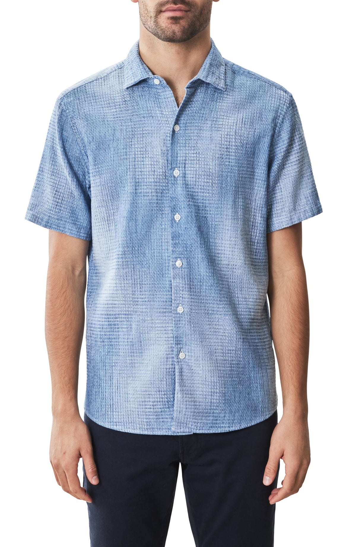 Chemise tissée à manches courtes pour homme par Robert Barakett | RB51564 Ferris Bleu | Machemise.ca, vêtements mode pour hommes