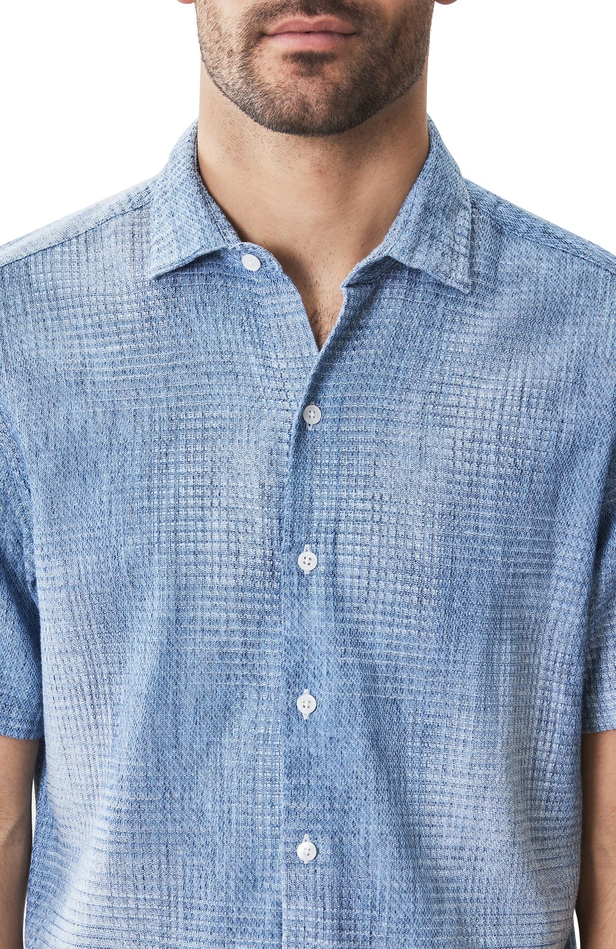 Chemise tissée à manches courtes pour homme par Robert Barakett | RB51564 Ferris Bleu | Machemise.ca, vêtements mode pour hommes
