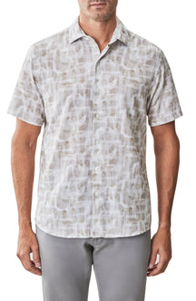 Chemise tissée à manches courtes pour homme par Robert Barakett | RB51573 Steinway Beige | Machemise.ca, vêtements mode pour hommes