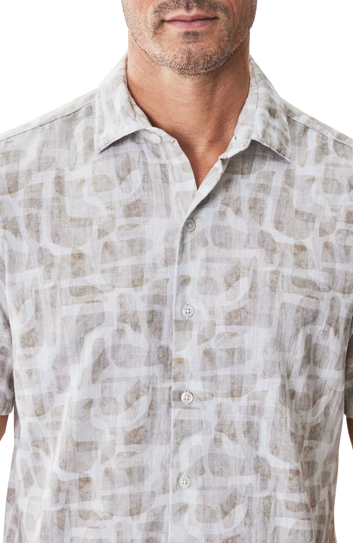 Chemise tissée à manches courtes pour homme par Robert Barakett | RB51573 Steinway Beige | Machemise.ca, vêtements mode pour hommes
