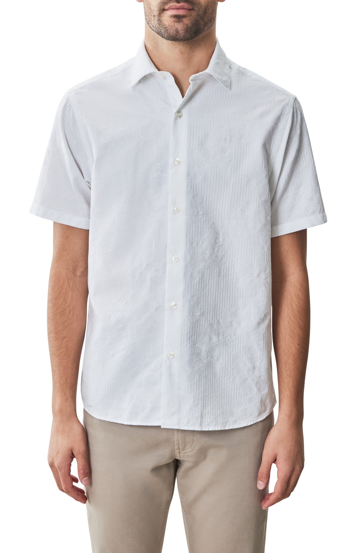 Chemise tissée à manches courtes pour homme par Robert Barakett | RB51582 Silverlake Blanc | Machemise.ca, vêtements mode pour hommes