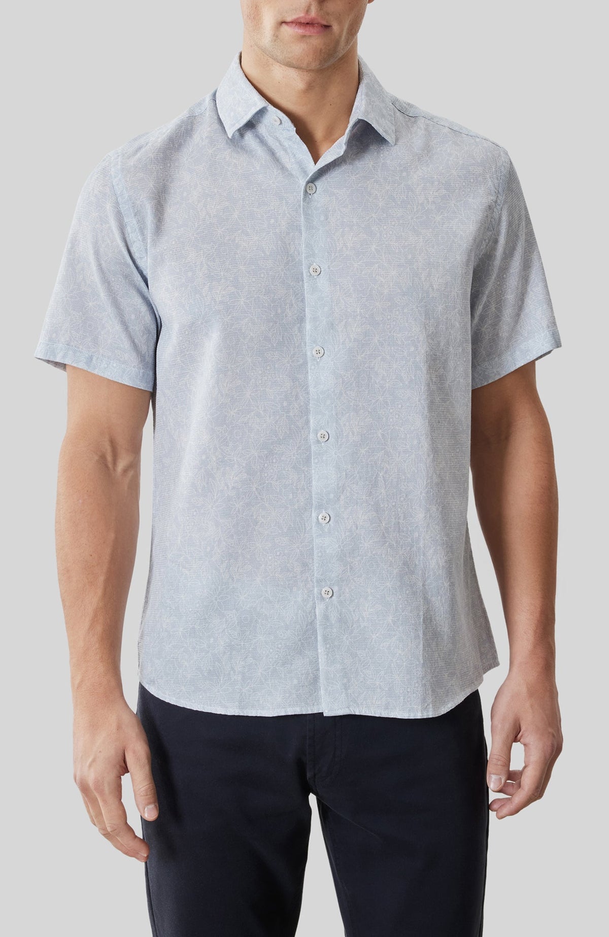 Chemise tissée pour homme par Robert Barakett | RB61203 Samore Bleu Poudré | Boutique Vvög, vêtements mode pour homme et femme