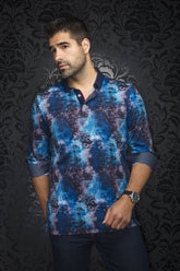 Long sleeve polo for men by Au Noir | NUNEZ Black Royal | Menshirt, complete inventory of the Au Noir brand