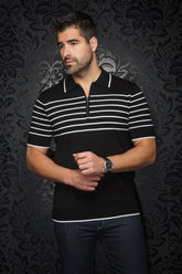 Polo en laine mérino pour homme par Au Noir | OBAN Noir | Machemise.ca, inventaire complet de la marque Au Noir
