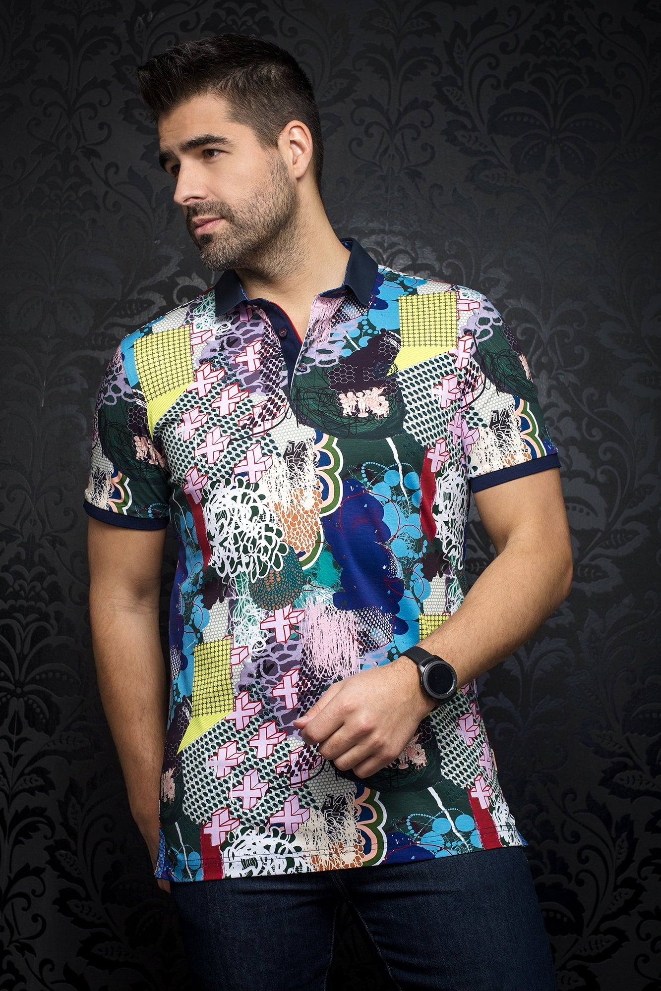 Polo for men by Au Noir | OSKAR Multi | Menshirt, complete inventory of the Au Noir brand