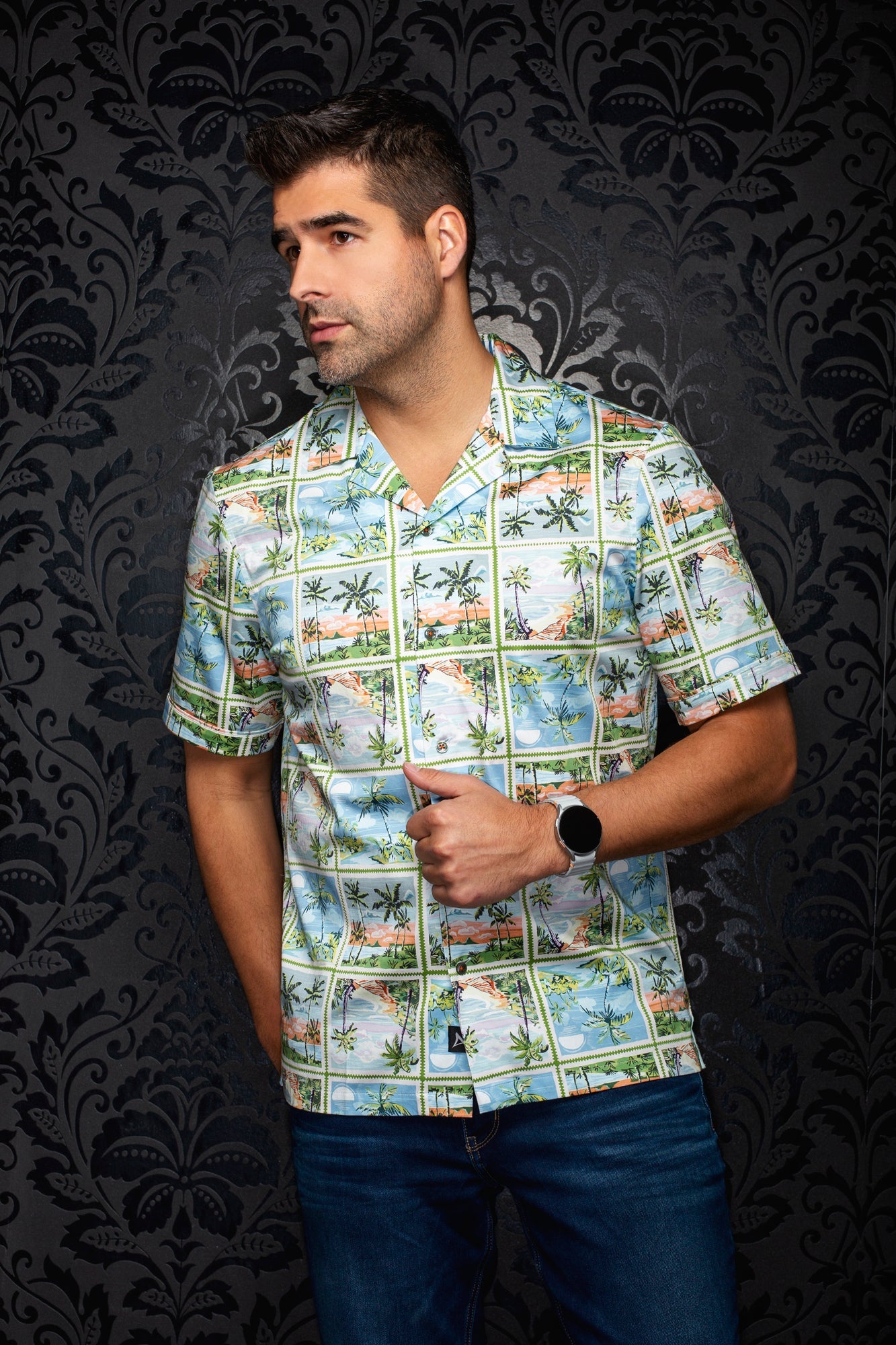 Chemise Performance à col ouvert pour homme par Au Noir | PALMBEACH T Olive | Machemise.ca, inventaire complet de la marque Au Noir