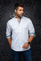 Chemise manches longues en coton extensible pour homme par Au Noir | PELOSA Blanc | Machemise.ca, inventaire complet de la marque Au Noir