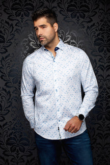 Chemise manches longues en coton extensible pour homme par Au Noir | LISBON Crème | Machemise.ca, inventaire complet de la marque Au Noir